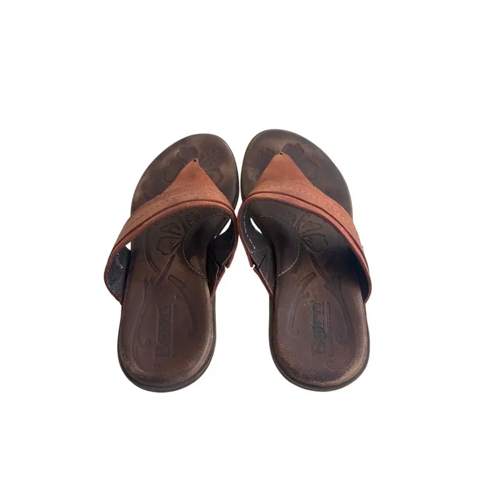 Born Leather Thong Sandals Brown Comfort Flip Flops Size 6